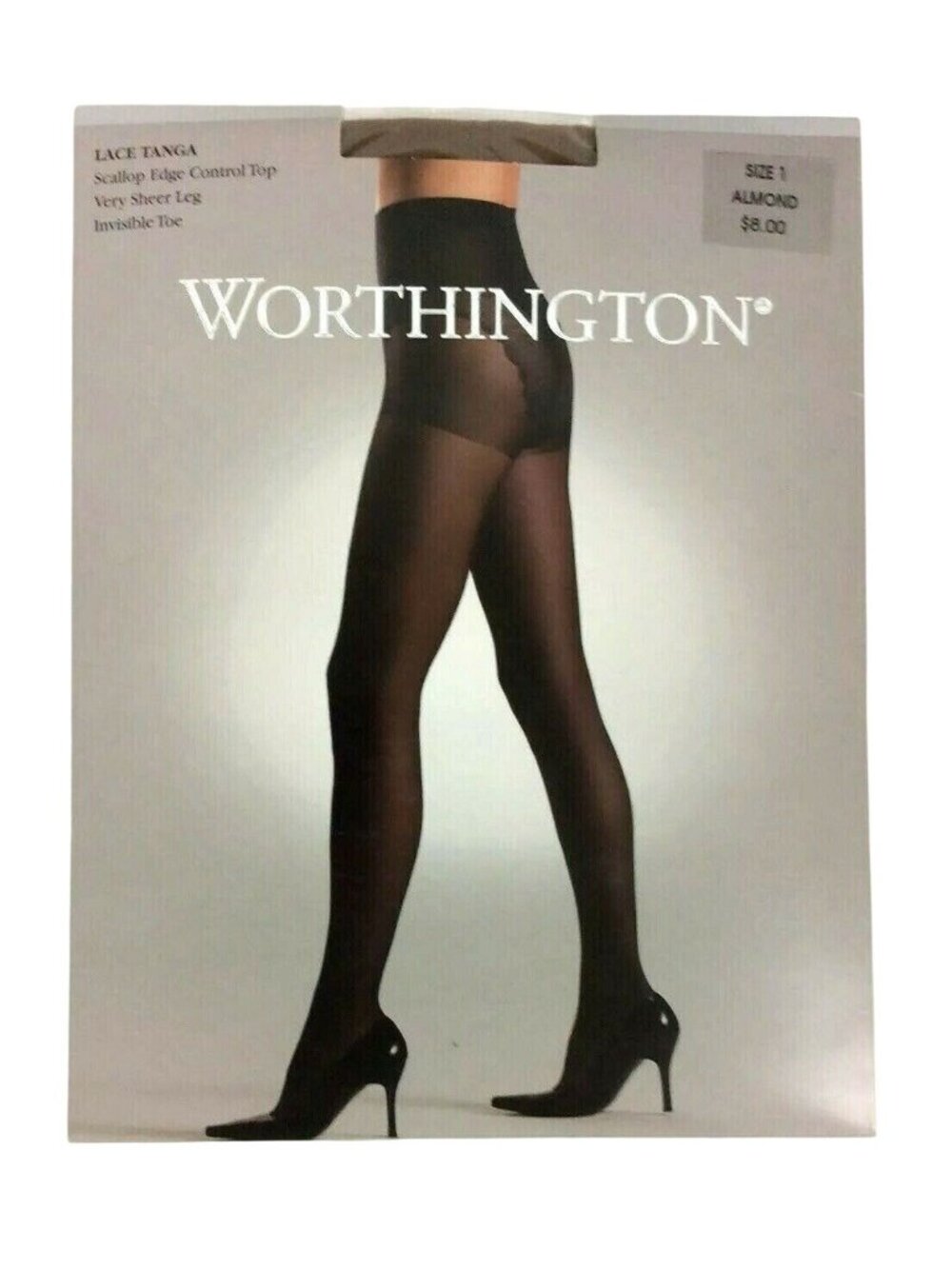 JCPenney Worthington Pantyhose Small Almond Scallop Edge Tanga Panty Control Top